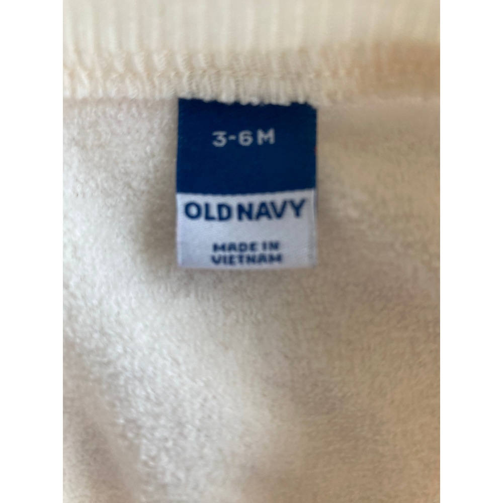 Old Navy Baby Heart Pocket Fleece COZY Sweatshirt Size 3-6M Cream White - Picture 3 of 4